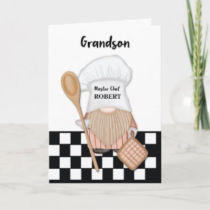 Carte Grandson Birthday Whimsical Gnome Chef Cuisine