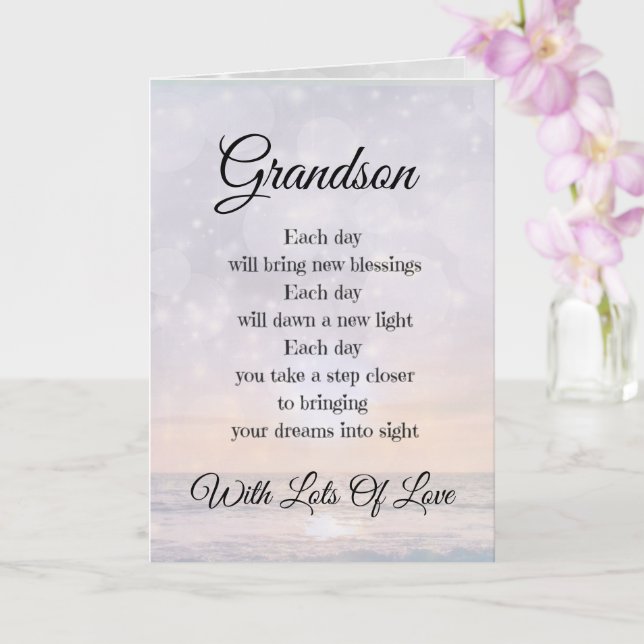 Carte Grandson Encouragement Poème design Salutation (Orchidée)