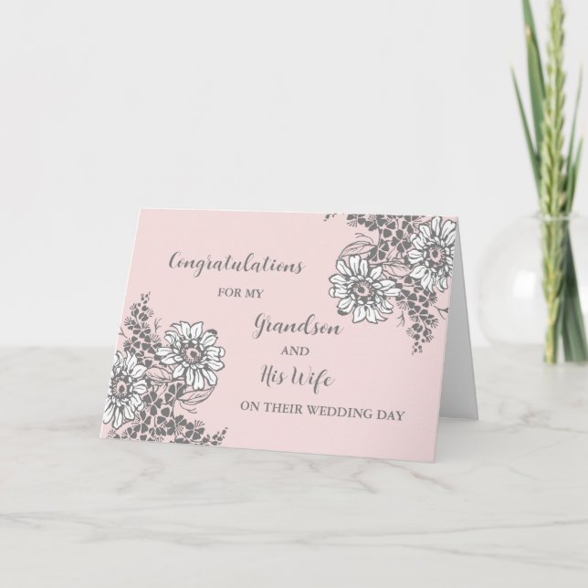 Carte Grandson et sa femme Mariage Day Félicitations (Devant)