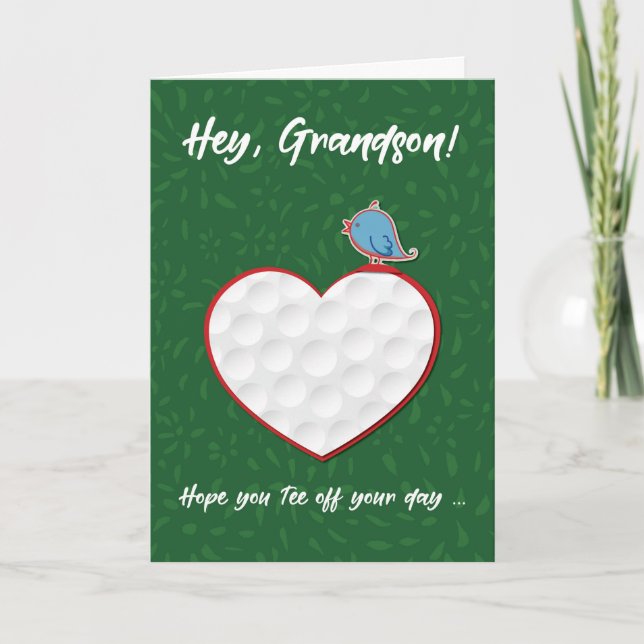 Carte Grandson Golf Sports Coeur Valentine Preteen (Devant)