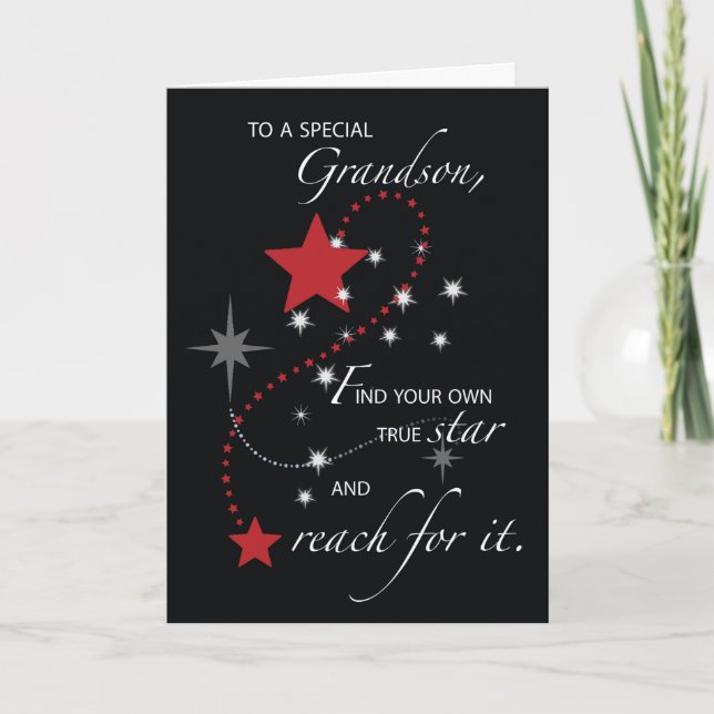 Carte Grandson Graduation Félicitations Scarlet Grey (Devant)