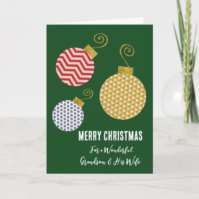 Carte Grandson moderne et sa femme Joyeux Noël (Devant)