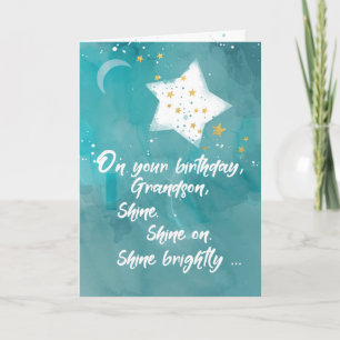 Carte Grandson Tween ou Ado Anniversaire nuit Ciel lumin