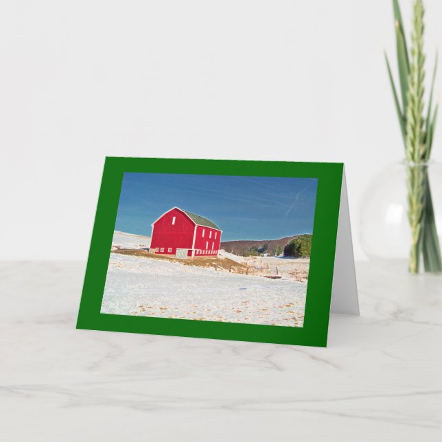 Carte Grange rouge dans la neige (Devant)
