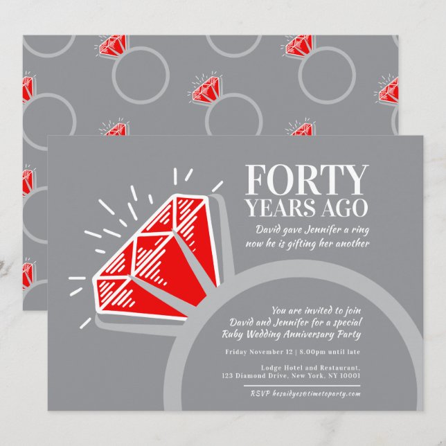 carte graphique bague rubis rouge pour la fête du  (Devant / Derrière)