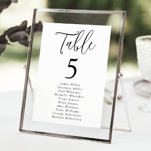 Carte Graphique de table de mariage à numéros simple écr