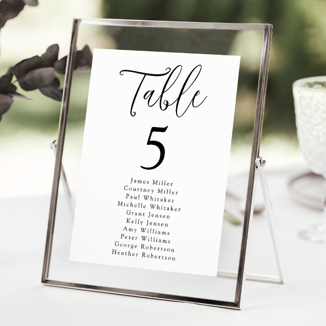 Carte Graphique de table de mariage à numéros simple écr (Créateur téléchargé)