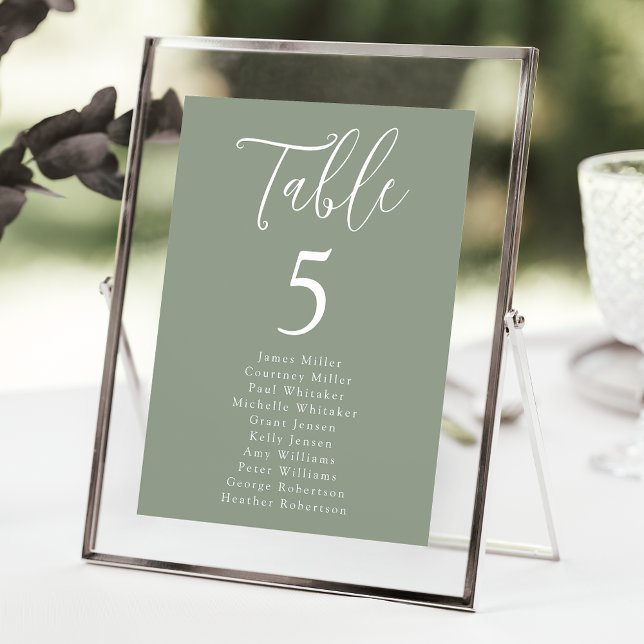 Carte Graphique de table Simple Sage Vert numéro de tabl (Créateur téléchargé)