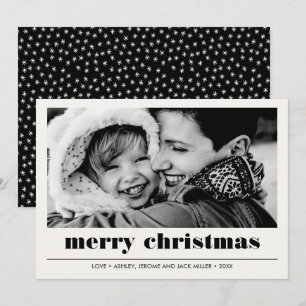 Carte Graphique minimal   Black Merry Christmas Photo