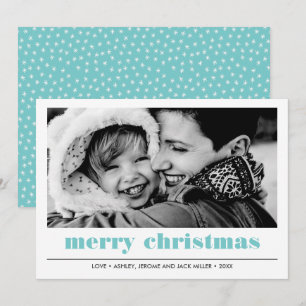 Carte Graphique minimal   Photo de Noël Aqua Merry