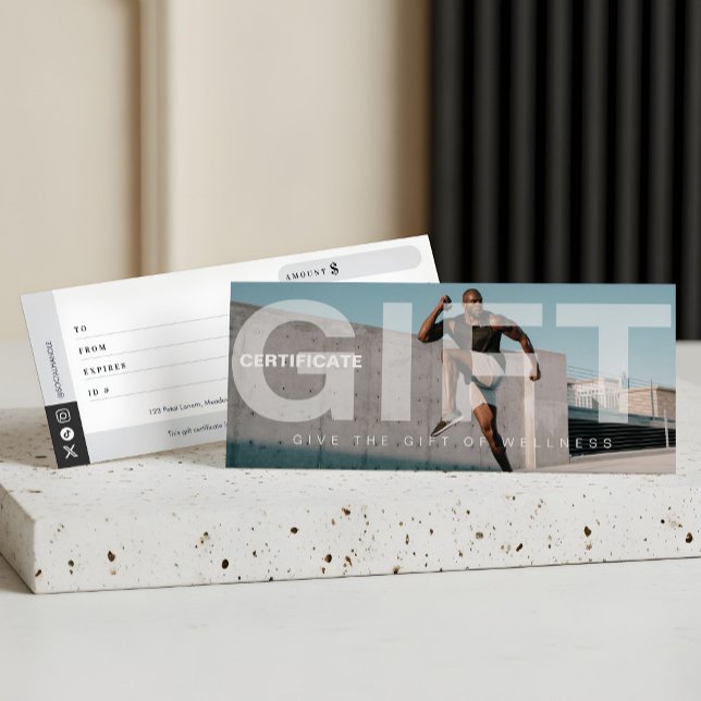 Carte Gras Fitness Full Photo Design Certificat cadeau (Bold Fitness Full Photo Design Gift Certificate)