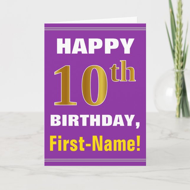 Carte Gras, pourpre, Faux Gold 10e anniversaire avec car (Devant)
