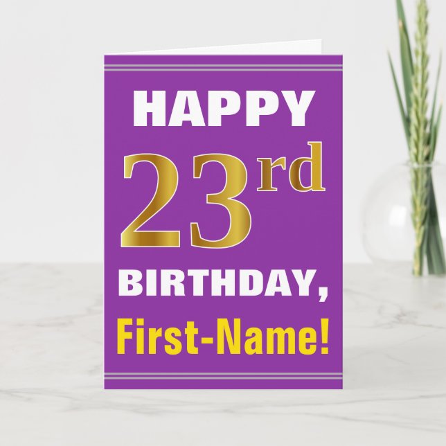 Carte Gras, pourpre, Faux Gold 23e anniversaire avec car (Devant)