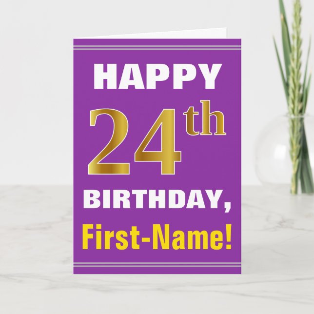 Carte Gras, pourpre, Faux Gold 24e anniversaire avec car (Devant)