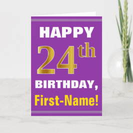 Carte Gras, pourpre, Faux Gold 24e anniversaire avec car