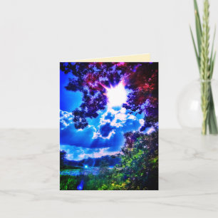 CARTE GRASS LAKE SUN VERT GREETING CARD