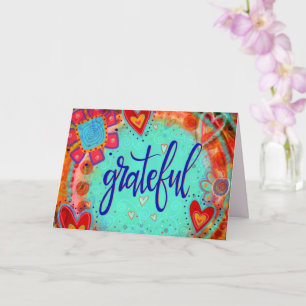 Carte Grateful Pretty Inspirational Hearts Floral Fun