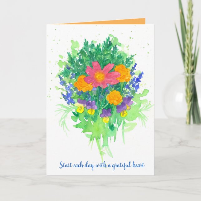 Carte Gratitude Encouragement Bouquet Mots positifs (Devant)