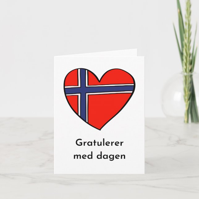 Carte Gratulerer med dagen, Joyeux anniversaire norvégie (Devant)