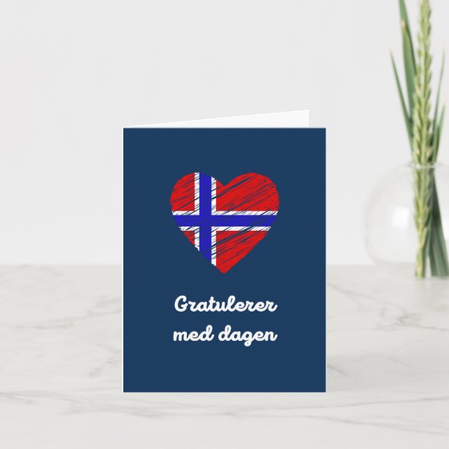 Carte Gratulerer med dagen, Joyeux anniversaire norvégie (Devant)