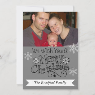 Carte Gray Joyeux Noël Photo Holiday