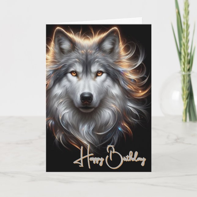 Carte Gray Wolf Happy Birthday Card (Devant)