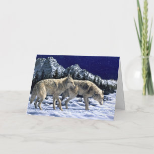 Carte Gray Wolves in Snowy Winter Mountains