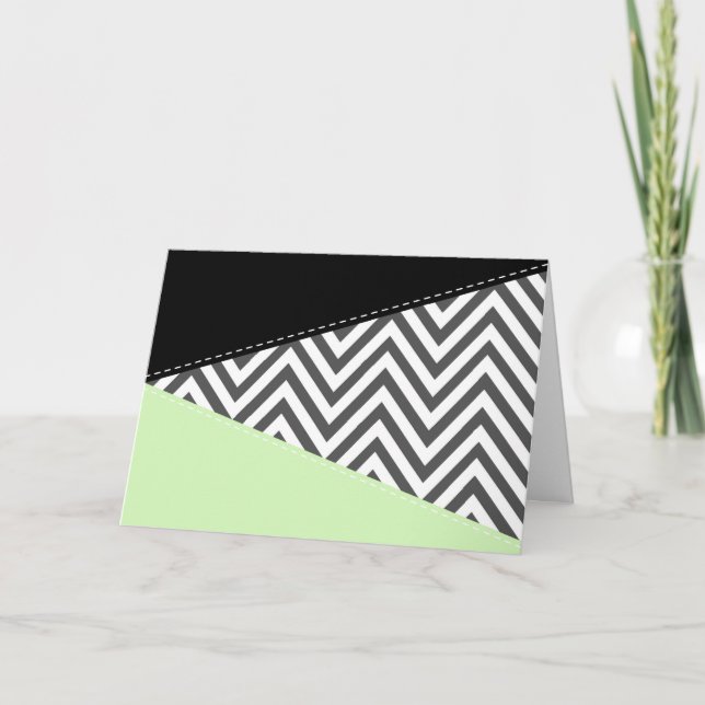 Carte Gray Zigzag, Gray Chevron, Zigzag Pattern, Mint (Devant)