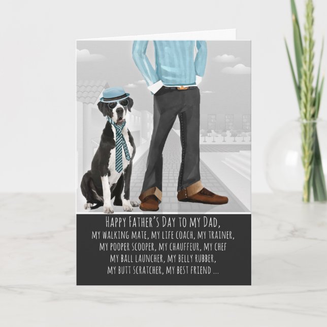 Carte Great Dane de la Fête des pères de chien (Devant)