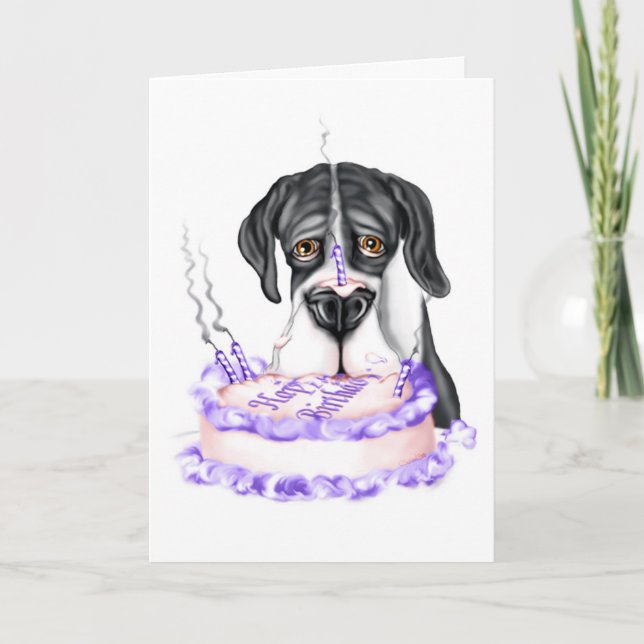 Carte Great Dane Mantle UC Birthday Cake (Devant)