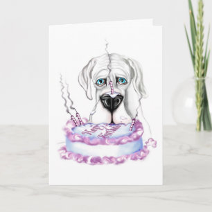 Carte Great Dane White UC gâteau d'anniversaire