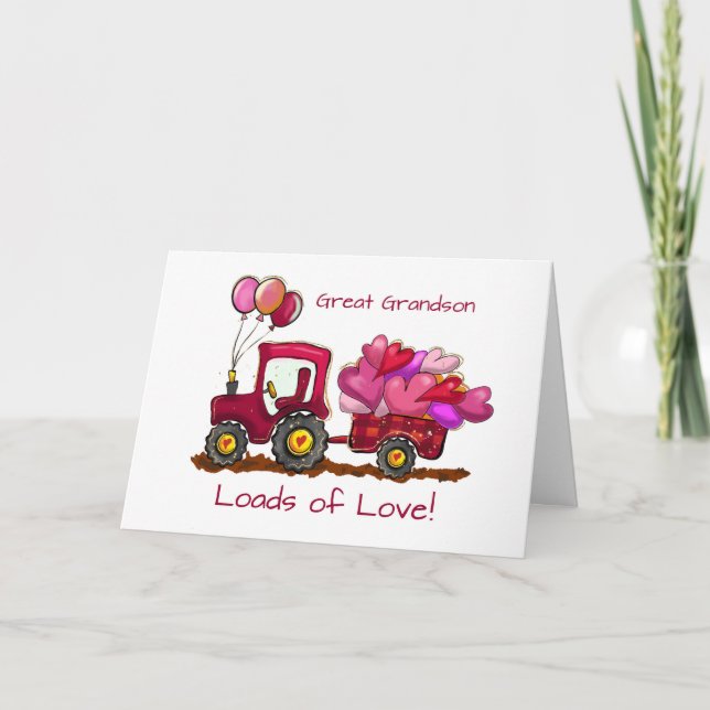 Carte Great Grand-fils Valentines Day Love Hearts (Devant)