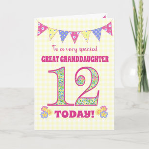 Carte Great Grandgirl 12th Birthday Primroses Card