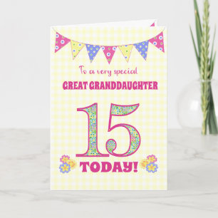 Carte Great Grandgirl 15th Birthday Primroses Card
