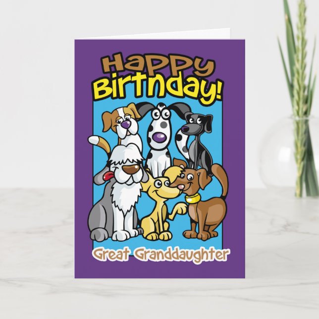 Carte Great Grandgirl, Chiens de fête d'anniversaire, Lo (Devant)