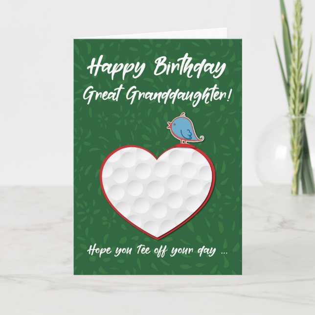 Carte Great Grandgirl Golf Sports Coeur Anniversaire (Devant)