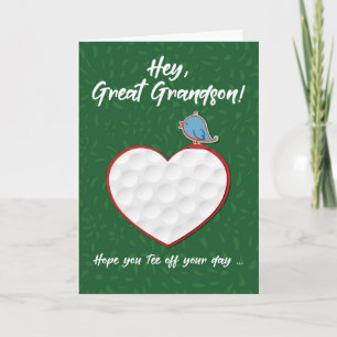 Carte Great Grandson Golf Sports Coeur Valentine Preteen
