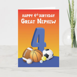 Carte Great Nephew 4ème anniversaire des balles de sport