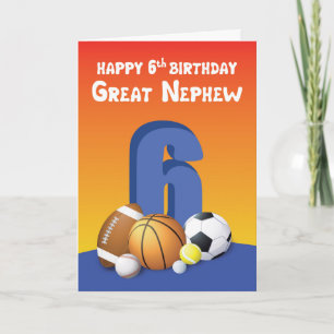 Carte Great Nephew 6e Anniversaire des balles de sport