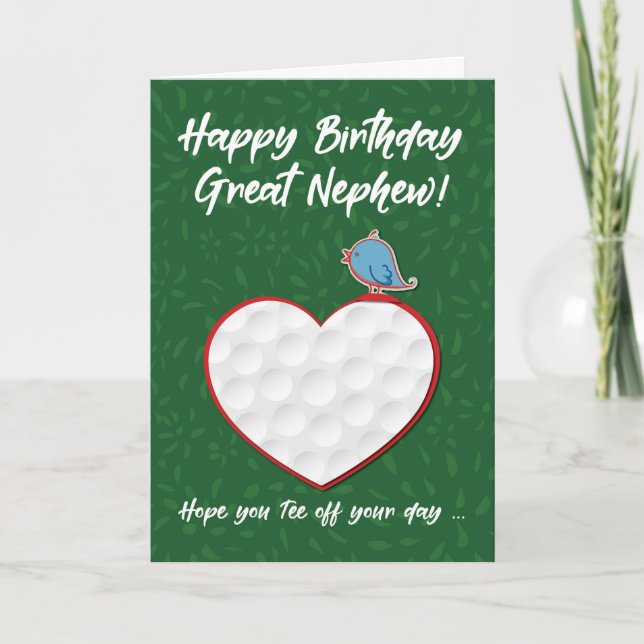 Carte Great Nephew Golf Sports Coeur Anniversaire (Devant)