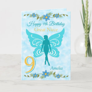 Carte Great Niece 9th Blue Fairy Anniversaire