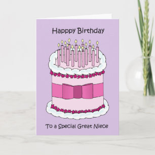 Carte Great Niece Joyeux gâteau de dessin d'anniversaire