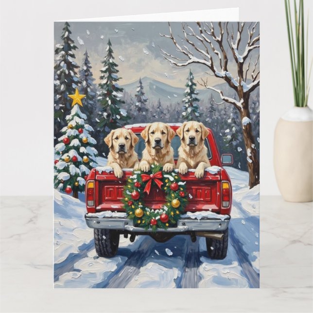 Carte Great Pyrenees Christmas Red Truck Holiday (Devant)