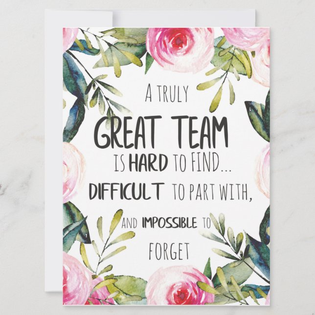 Carte Great Team thank you gift Amazing team quote (Devant)