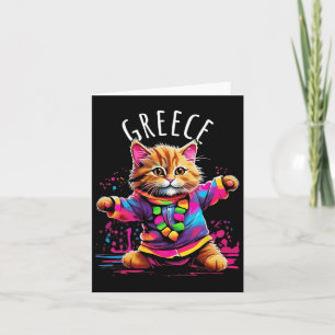 Carte Grèce Quirky Funny mignon Danser Coloré Chat Desi