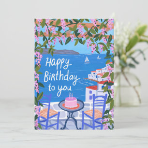 Carte Grèce Terrasse Vues Art Peinture Joyeux anniversai