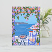 Grèce Vues de Terrace Gouache Peinture