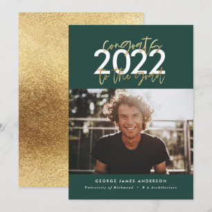 Carte green and gold modern script graduation
