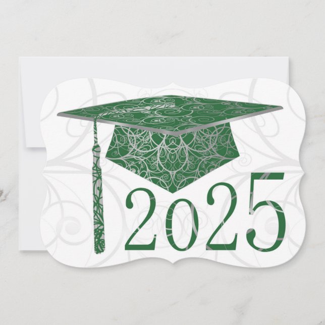 Carte Green and Silver Floral Casquette 2025 (Devant)