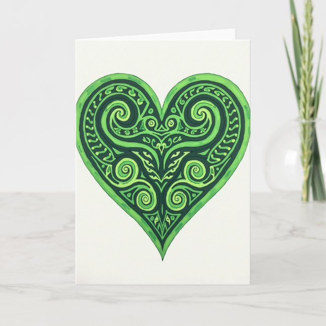 Carte Green Celtic Heart Art Card (Devant)